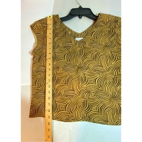 Liz Claiborne Brown & Tan Swirl Women's S/M Pet Top & Skirt Set Asymmetrical Hem - Picture 2 of 14